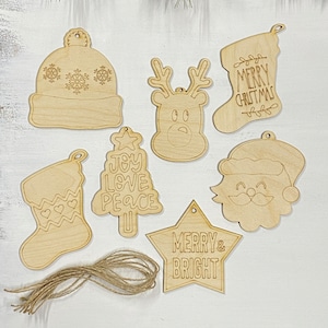 Blank Wooden Christmas Ornament | Ornament Craft Kit for kids | DIY Ornament Set