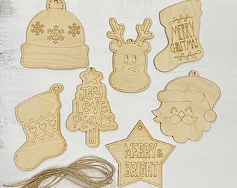 Blank Holz Ornament | Ornament Bastelset für Kinder | DIY Ornament Set