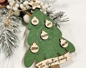 Personalized Family Name Tree Christmas Ornament | Family ornament gift | Tree with names ornament | Christmas ornament