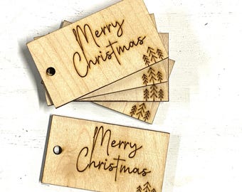 Wooden Christmas Tag Set | Merry Christmas Gift Tag | Mini Ornaments | Christmas decor | Table setting tags | Wooden tags for mini trees
