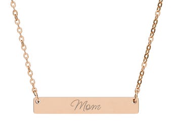 Mom engraved horizontal bar Necklace | Personalized Name Bar Necklace | Mother's Day gift for grandma | Gift for Mom