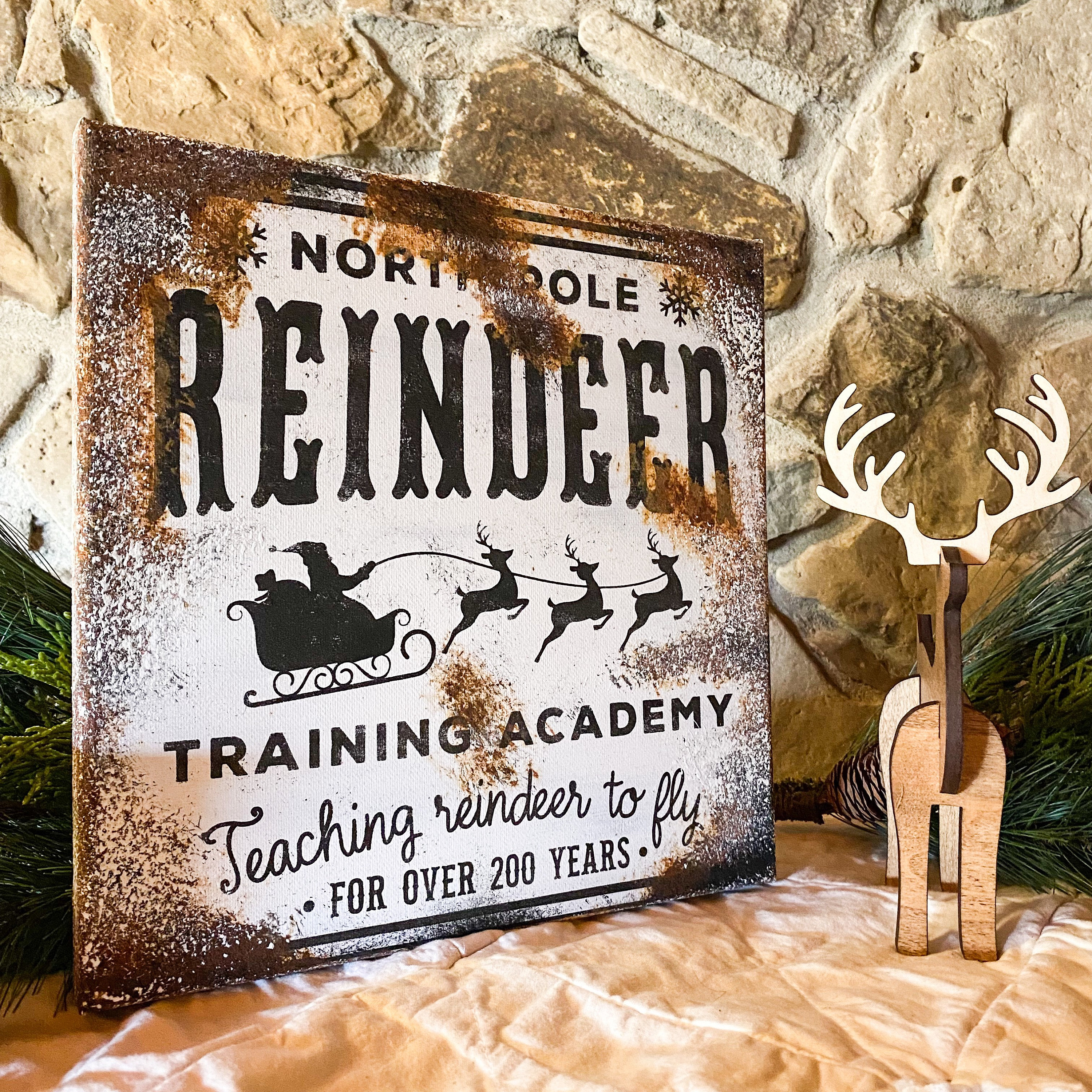 Reinder Sign Reindeer Sign | Vintage Reindeer Sign | Rusty Vintage Christmas Decor ...