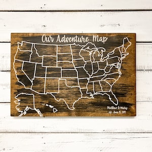 Travel Map | Wedding Gift for Couple | Wood Map | USA Travel Map | Personalized gift | Pin Map | US Map with pins | United States Map
