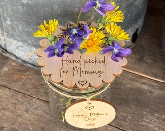 Wooden Flower Holder for Mason Jar | Mother's Day Gift | Flower Frog | Dandelion Holder | For Mommy | Gift for Grandma | Flower Arrangement