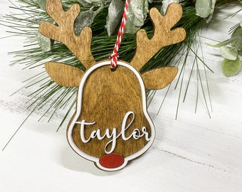 Child Christmas ornament | Reindeer with child's name | Gift Tag Ornament | personalized ornament
