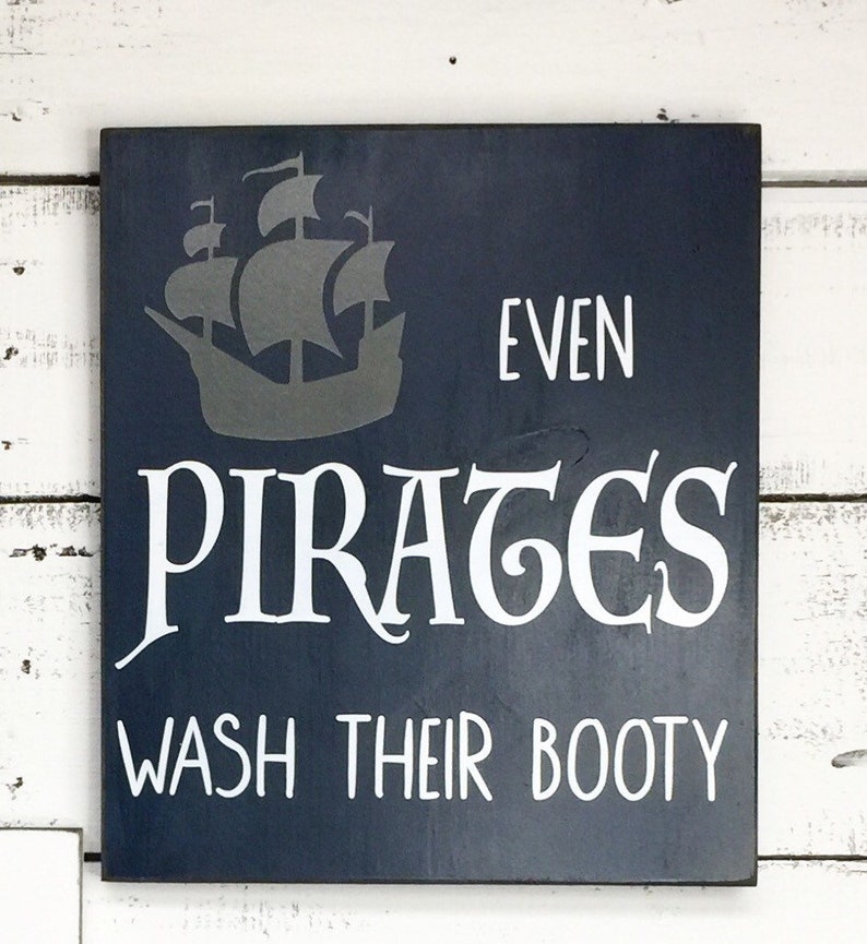Bathroom Sign Pirate Wash Their Booty Boys Bathroom | Etsy