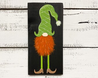 Nordic Gnome hand painted wood sign | Scandinavian gnome | St Patricks decor | Red Beard Gnome