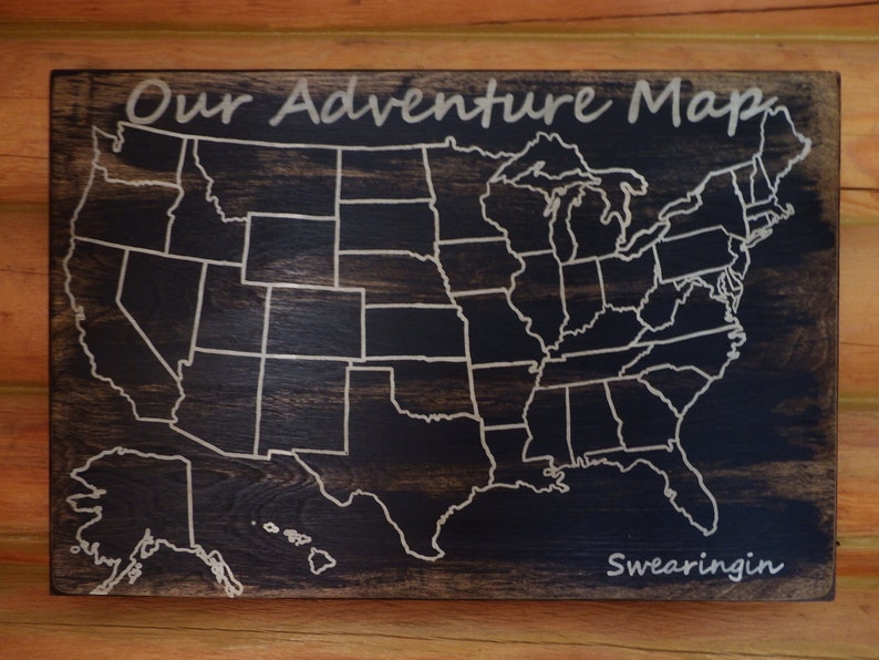 travel map adventure map us wood map usa travel map etsy