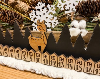 Advent Calendar | Christmas Countdown | Woodland Christmas Decor | Wooden Reindeer | Rustic Christmas Countdown