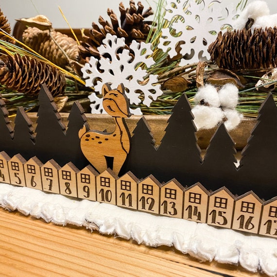 Advent Calendar Christmas Countdown Woodland Christmas Decor Wooden  Reindeer Rustic Christmas Countdown - Etsy