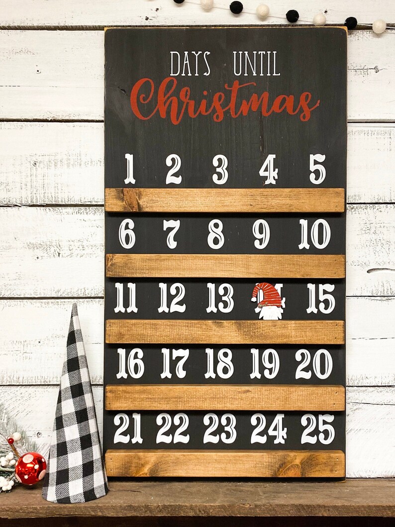 Christmas Countdown Advent Calendar Days Until Christmas Wood - Etsy