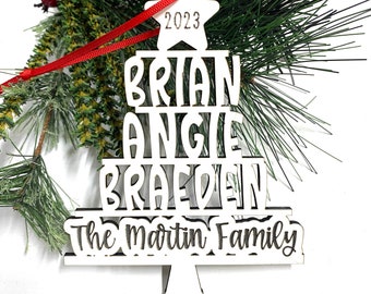 Personalized Family Name Tree Christmas Ornament | Family ornament gift | Tree with names ornament | Christmas ornament