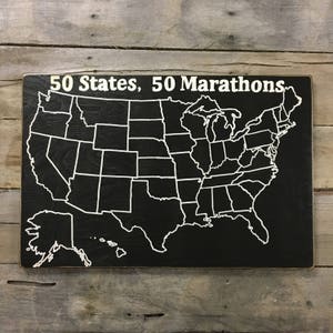 Marathon Map | Travel Map | 50 States | US Map | United States Map | Wood Map | Pin Map | Wedding Map | Adventure Map | Motorcycle | Camping