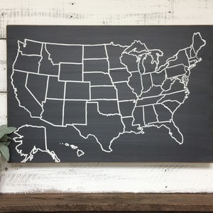 Travel Map | US Map | Wood Map | 5th Anniversary | United States of America Map | Wedding Guestbook | Pin Map | Adventure Map