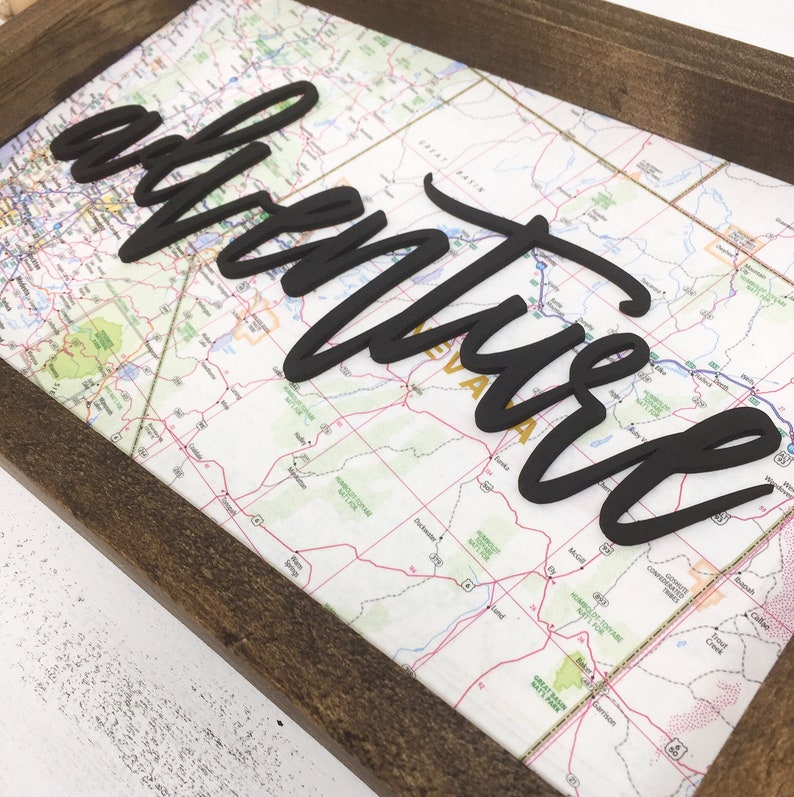 3D Wanderlust Travel Map Sign Gallery Wall Decor Adventure Etsy