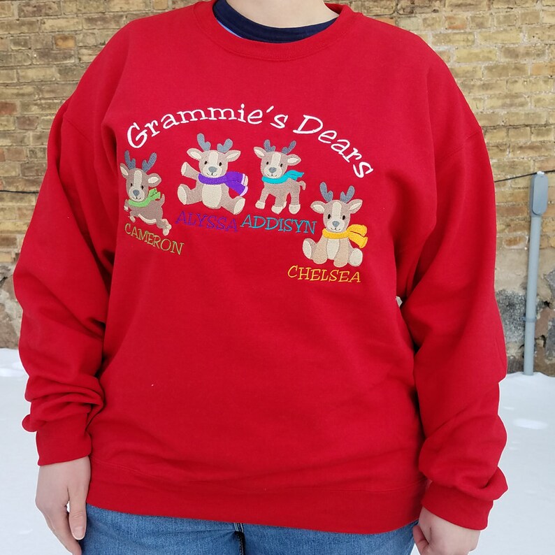 Personalized Reindeer Theme Sweatshirt For Grandma | Etsy
