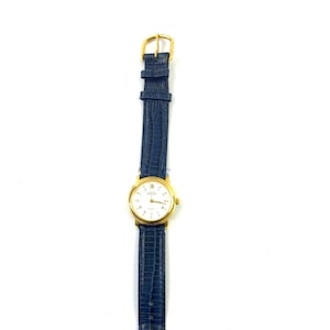 Vintage Cobalt Blue &quot;Georges Marciano&quot; Alligator Skin Watch