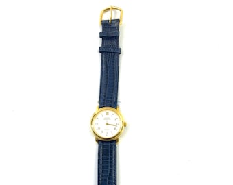 Vintage Cobalt Blue "Georges Marciano" Alligator Skin Watch