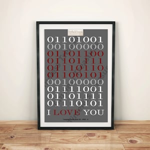 Geek (B) - I Love You in Binary Code - (Digital Download, Instant Download, Printable)