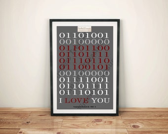 Geek (B) - I Love You in Binary Code - (Digital Download, Instant Download, Printable)