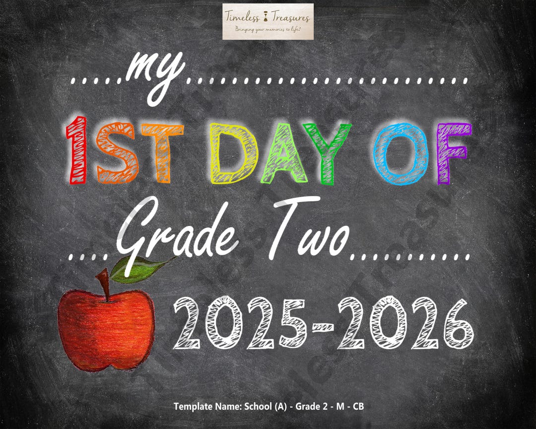 School (A) - My First Day of Grade 2 - (digital Download, Instant ...