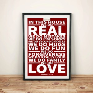 Family (Z) - In This House... We Do Love (White on Red) - (Digital Download, Instant Download, Printable)