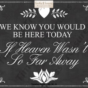 Family (O) - We Know You Would Be Here Today If Heaven Wasnt So Far Away - (Digital Download, Instant Download, Printable)