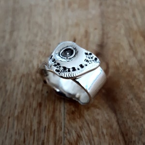 Adjustable organic textured sterling silver ring image 3