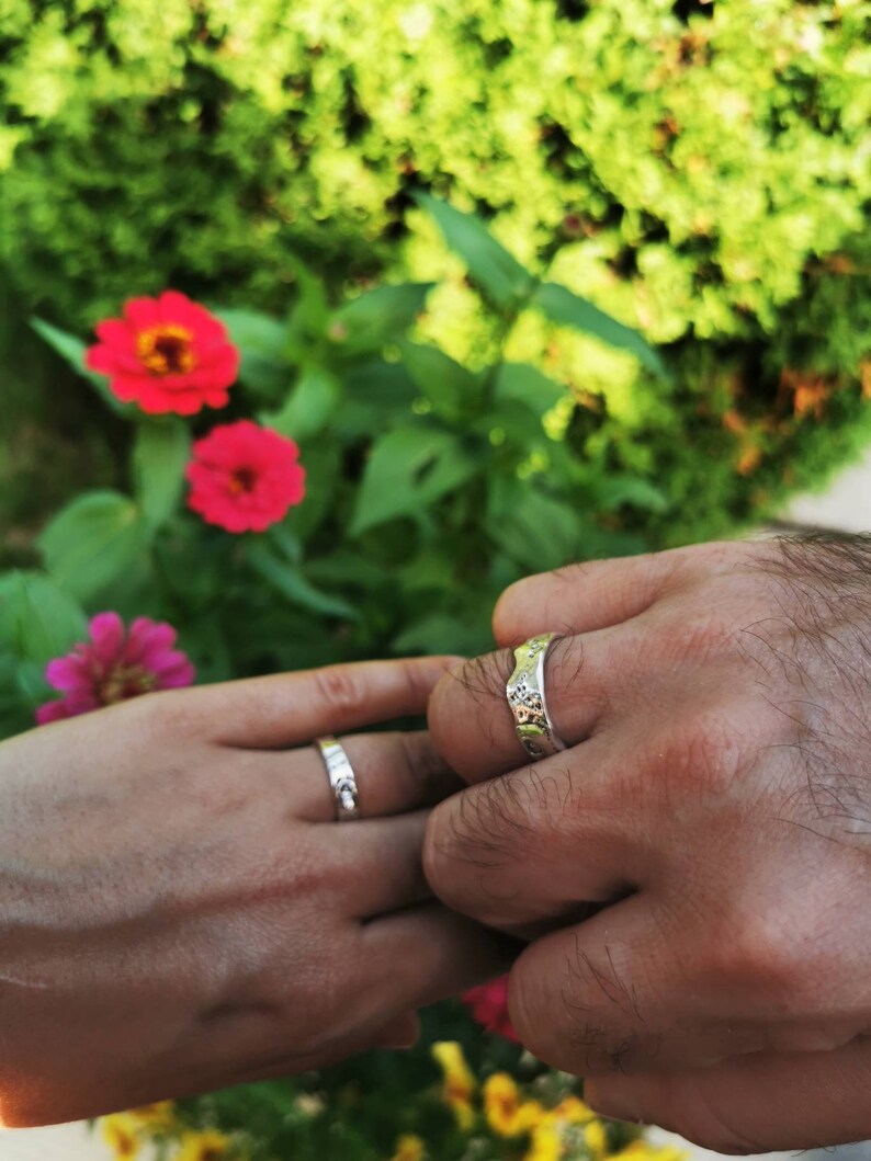 His and Hers Wedding Rings Set Silver Wedding Bands Set Set Etsy Canada