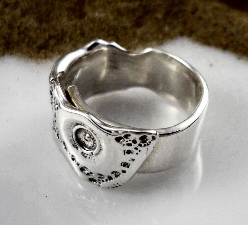 Adjustable organic textured sterling silver ring image 4