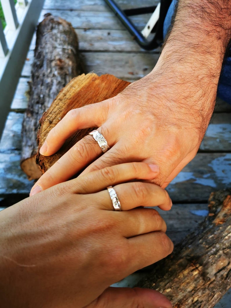His and Hers Wedding Rings Set Silver Wedding Bands Set Set Etsy Canada