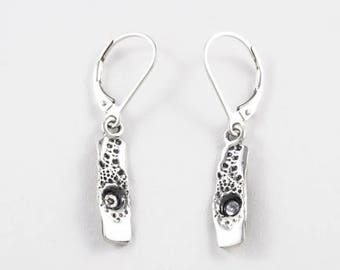 Sterling silver earrings, sea urchin design earrings, sea ocean inspired sterling silver earrings