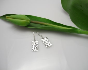 Boucles d'oreilles argent sterling 925, boucles d'oreilles argent femme, boucles d'oreilles pendantes, boucles d'oreilles rectangle, artisan