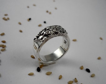NEW - APERITIF sterling silver ring, men band ring, silver men ring, men's silver ring, men's wedding ring, sesame texture ring, handmade