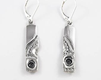 Sterling silver earrings, long silver earrings