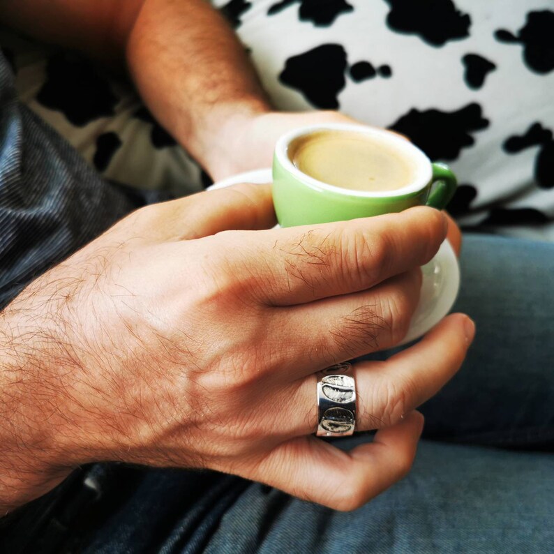 Father's Day Gift Men Silver Ring Men Ring Coffee Bean Men Etsy