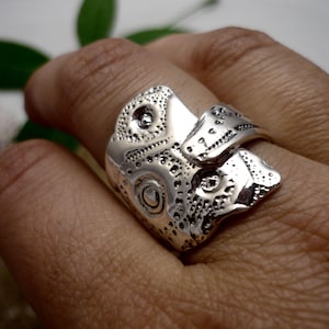 Organic texture ring, sterling silver Sea urchin shell ring, sea lace pattern ring, Adjustable modern woman's Ring,Canadian handmade jewelry