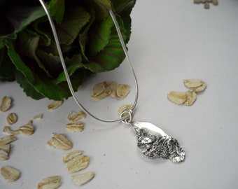 NEW- OATMEAL, sterling silver pendant, women silver necklace, artisan modern pendant, delicate silver pendent, artistic silver pendant