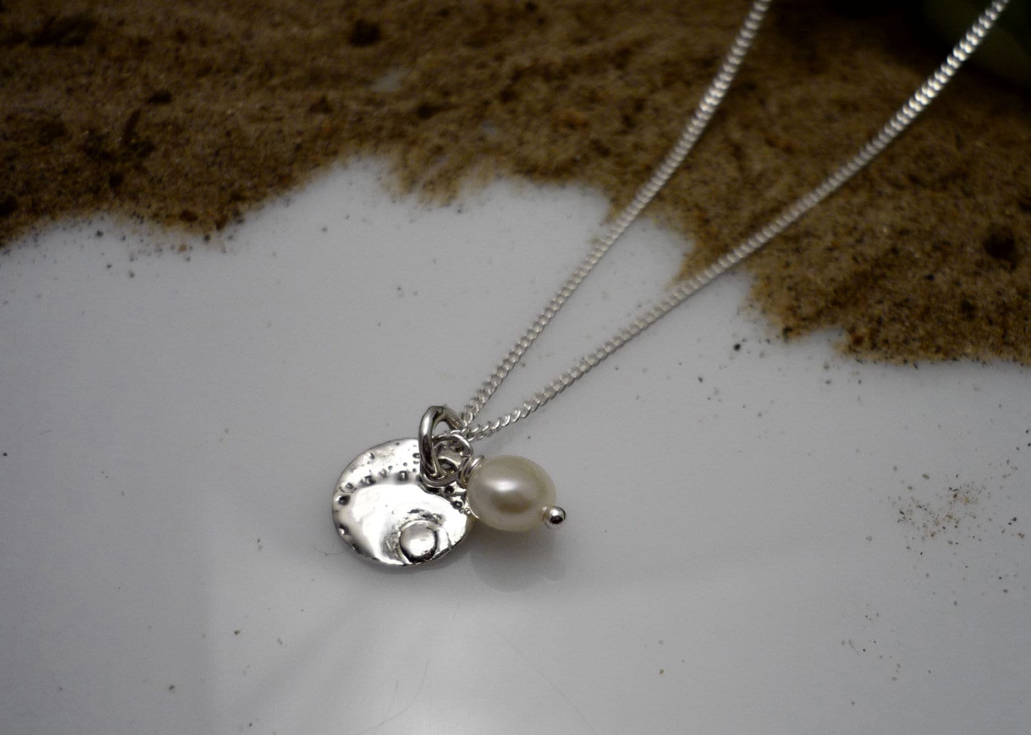 Collier En Argent Sterling Avec Perle D'eau Douce Bleue Et Howlite - Longueur 20 Pouces - Neuf