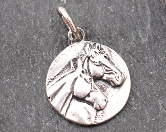 Horse Charm, Sterling Silver, Horse Pendant, Two Horses, Horse Lover, Horse Gift, Equestrian, Horseback Riding, Equine, Horse Jewelry, 925