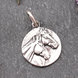 Sterling Silver Horse Pendant: Two Horses Equestrian Charm