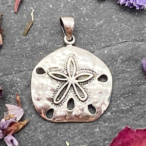 Larger Sand Dollar Charm, Sterling Silver, Sand Dollar, Pendant, Ocean Pendant, Ocean Charm, Beach Jewelry, 925