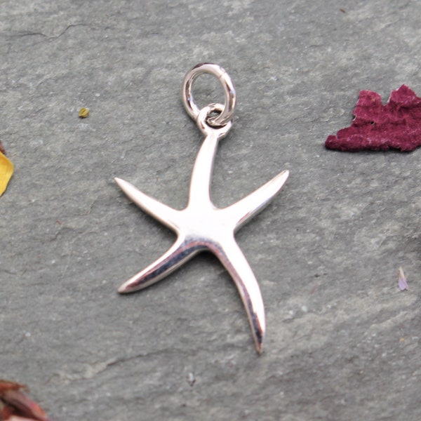 Starfish Charm, Sterling Silver, Silver Starfish, Small Starfish Pendant, Ocean Charm, Sea Star Charm, Sea Star Pendant, Sea Star, 925