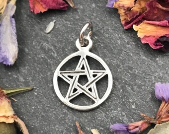 Bracelet Charm 925 Sterling Silver Shiny Pentagram Charm Hammered Pentagram Necklace Charm Star Charm