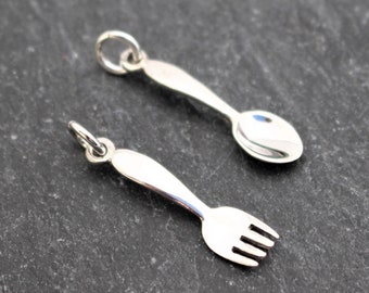 Fork and Spoon Earrings 925 Sterling Silver dining restaurant cuisine food
