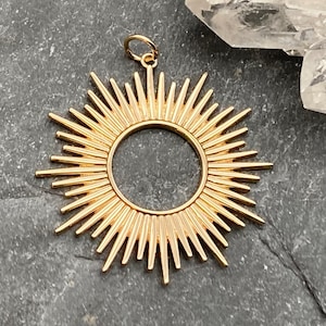 Sun Pendant, Bronze, Sun, Sky, Round, Summer, Sun Charm, Summer Jewelry, Gold Sun, Large Sun, Bronze Sun, Focal Pendant, Sun jewelry