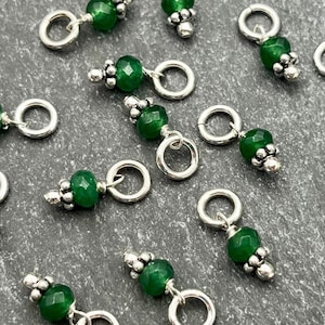 One Emerald and Sterling Silver Charm - May Birthstone
