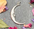 Moon Pendant, Sterling Silver, Man in the Moon, Celestial Pendant, Crescent Moon, Smiling, Moon Pendant, Moon Face, Silver Moon, 925