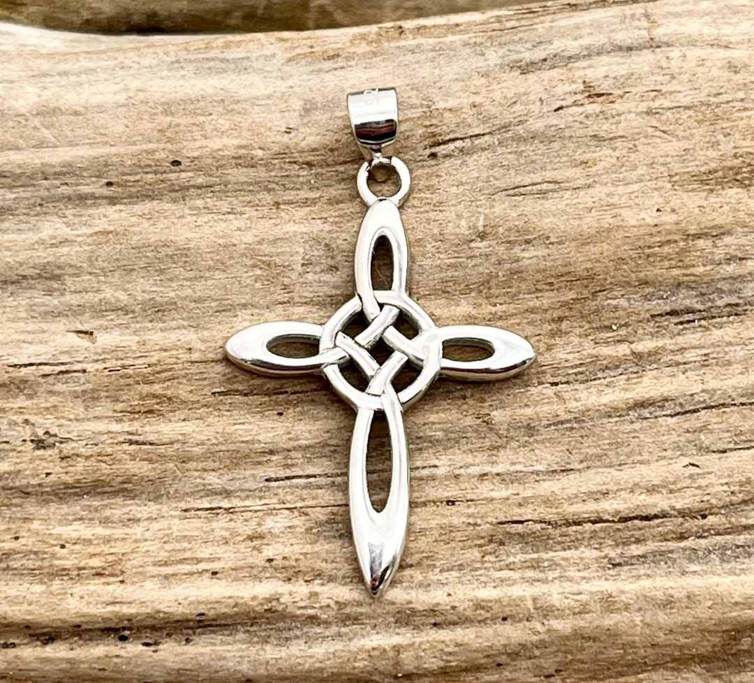 Sterling Silver Celtic Knot Cross Pendant - Irish Design - Etsy