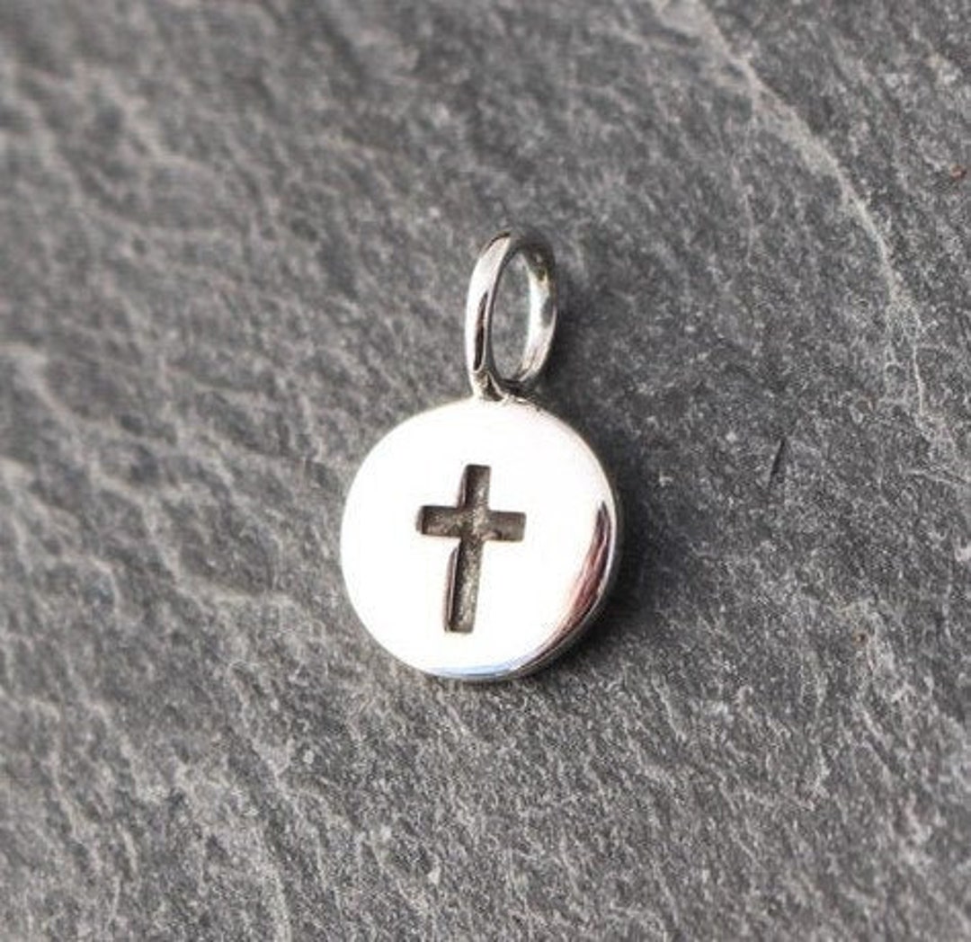 Tiny Cross Charm, Recycled Sterling Silver, Tiny Pendant, Cross Charm, Cross Pendant, Christian ...